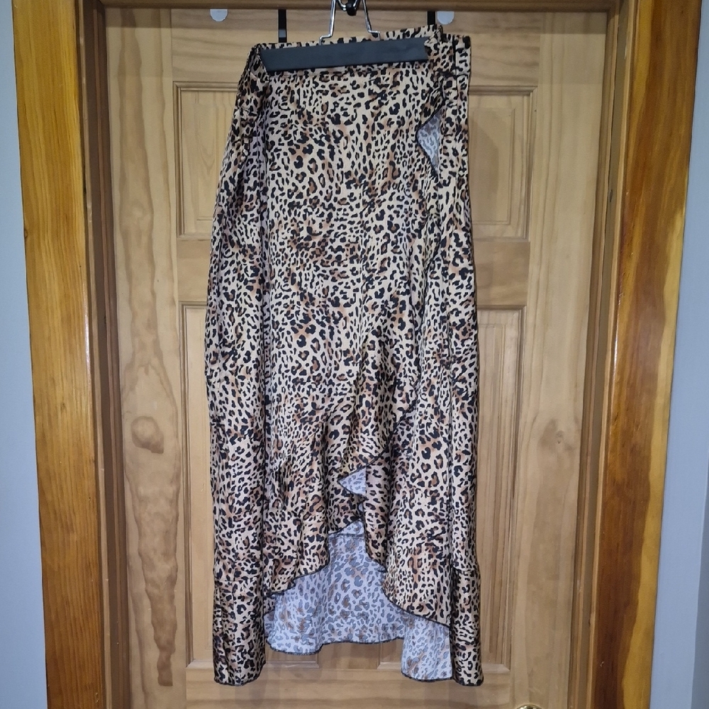 Midi Faux Wrap High-Low Skirt